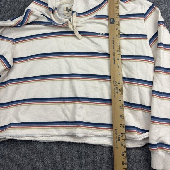 Billabong Hoodie Womens Large White Stripe Terry Pullover Lightweight Beach - Picture 3 of 7